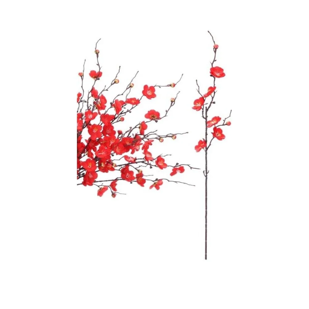 5pc Artificial Red Plum Blossom Faux Flowers Fake Plum Blossoms Plastic Flow...